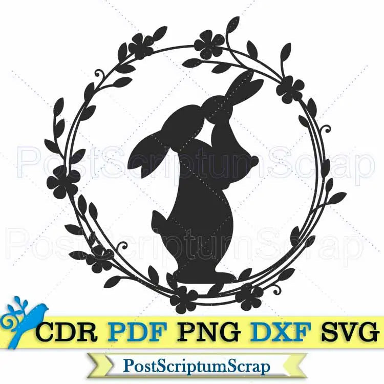 Rabbit Wreath svg easter spring floral bunny clipart – Postscriptum