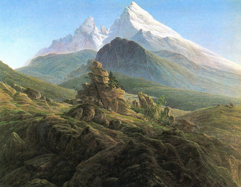 Каспар Давид Фрідріх — «Ватцманн», 1824–1825. Романтичний гірський пейзаж з масивом Ватцманн на тлі хмарного неба