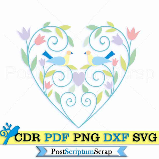 Bird svg Heart clipart spring botanical cute decoration