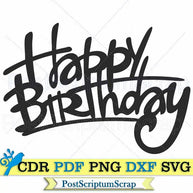 Happy birthday svg sign banner png party clipart decor graphics PostScriptum Scrap