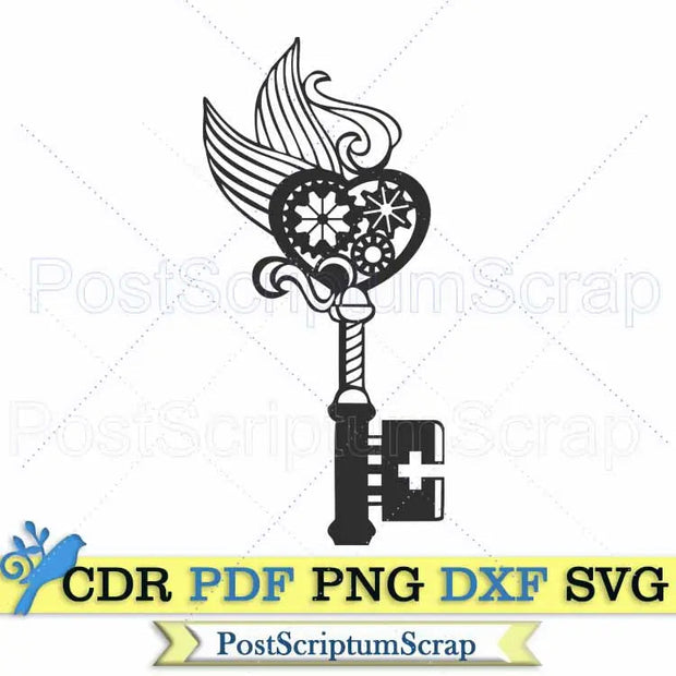 Key Steampunk svg clipart vector vintage PostScriptum Scrap