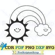 Rainbow baby svg sun kawaii clipart cloud baby shower children PostScriptum Scrap