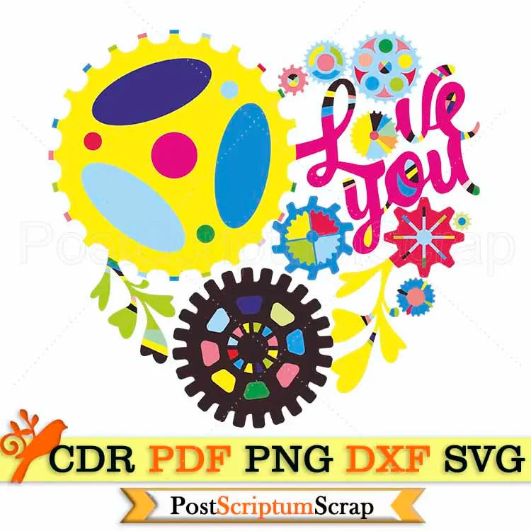 I LOVE YOU svg heart steampunk