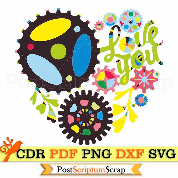 I LOVE YOU svg heart steampunk